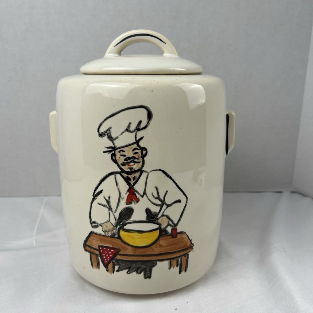 VTG 1960 McCoy Happy Baker Chef Cookie Jar Mid Century Charm Handpainted Ceramic